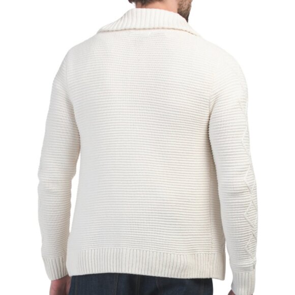 NEW RORIE WHELAN Cardigan Sweater With Cable Knit Details cream FOR MEN 367TN - Picture 2 of 5